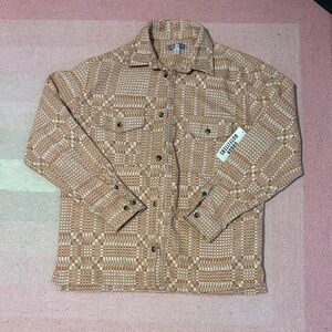 Urban Outfitters Checkered Button-Up Shirt in Tan and Cream